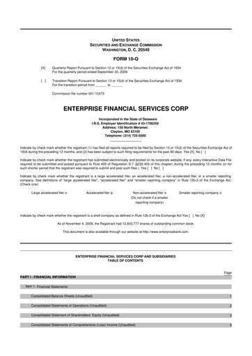 Vorschaubild Enterprise Financial Services Corp 10-Q Quartalsbericht  