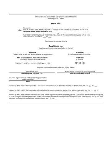 Thumbnail Ross Stores 10-K Annual Report 