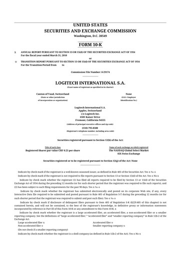 Thumbnail Logitech 10-K Annual Report 