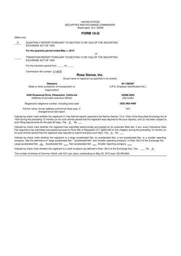 Vorschaubild Ross Stores 10-Q Quartalsbericht 2010 