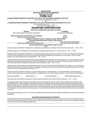 Vorschaubild Quantum Corporation 10-K Jahresbericht 