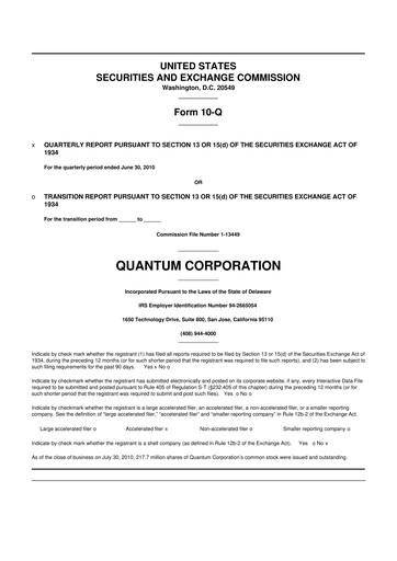 Vorschaubild Quantum Corporation 10-Q Quartalsbericht  