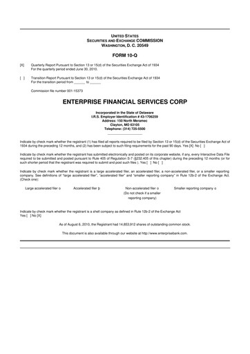 Vorschaubild Enterprise Financial Services Corp 10-Q Quartalsbericht  