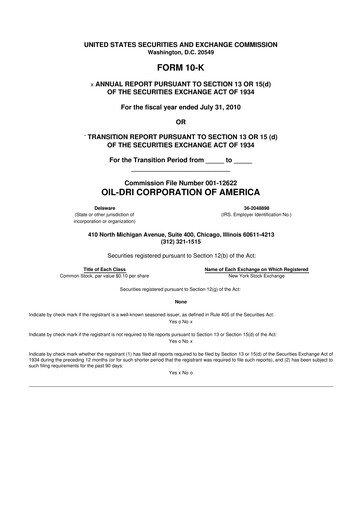 Miniature Oil-Dri Corporation Of America
 10-K Rapport annuel 