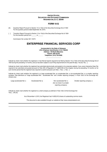 Vorschaubild Enterprise Financial Services Corp 10-Q Quartalsbericht  