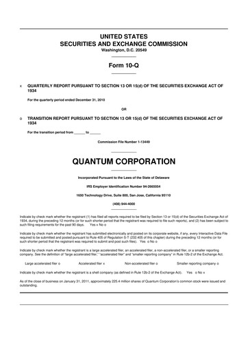 Vorschaubild Quantum Corporation 10-Q Quartalsbericht  