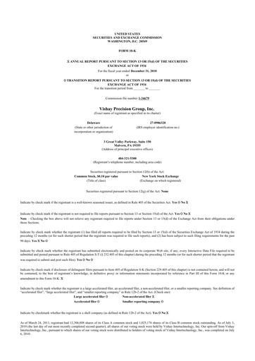 Vorschaubild Vishay Precision Group
 10-K Jahresbericht 