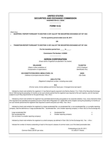 Thumbnail Geron 10-Q Quarterly Report FY2011 
