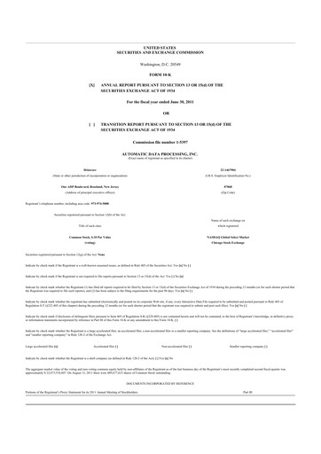 Thumbnail Automatic Data Processing 10-K Annual Report 2011