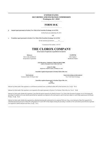 Thumbnail Clorox 10-K Annual Report 2011