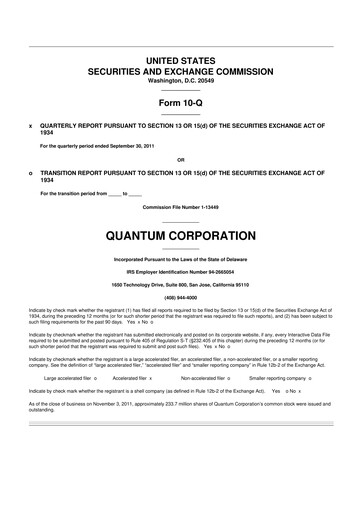 Vorschaubild Quantum Corporation 10-Q Quartalsbericht 2012 