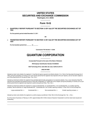 Vorschaubild Quantum Corporation 10-Q Quartalsbericht 2012 