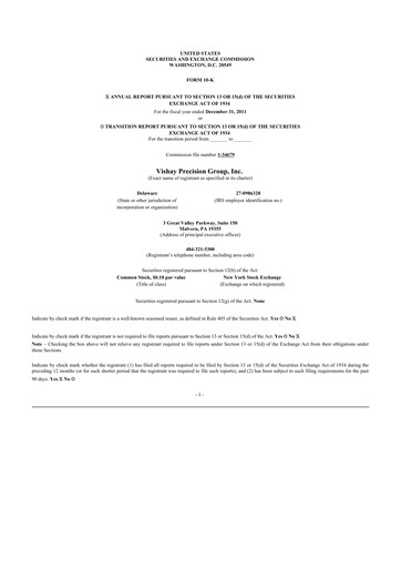 Vorschaubild Vishay Precision Group
 10-K Jahresbericht 2011