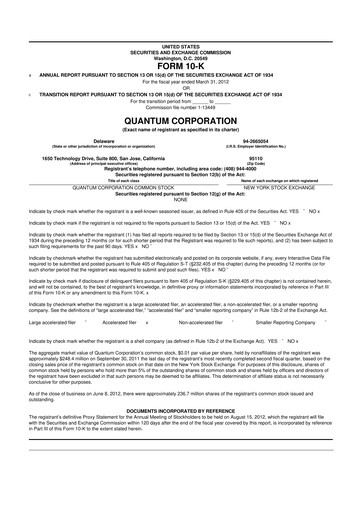 Vorschaubild Quantum Corporation 10-K Jahresbericht 2012