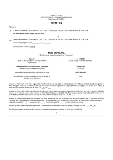 Vorschaubild Ross Stores 10-Q Quartalsbericht 2012 