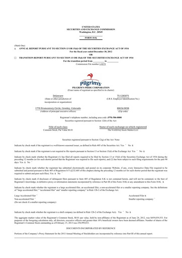 Thumbnail Pilgrim's Pride
 10-K Annual Report 2012