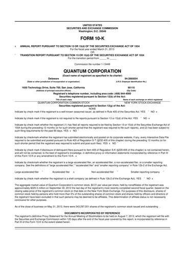 Vorschaubild Quantum Corporation 10-K Jahresbericht 2013