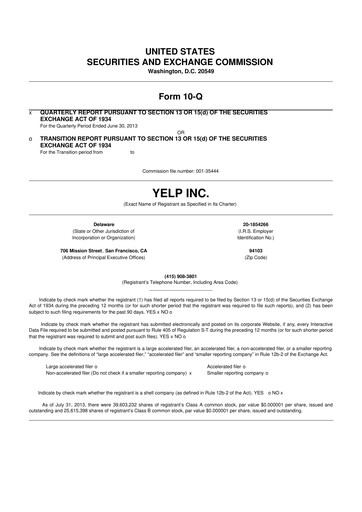 Miniature Yelp 10-Q Rapport trimestriel 2013 