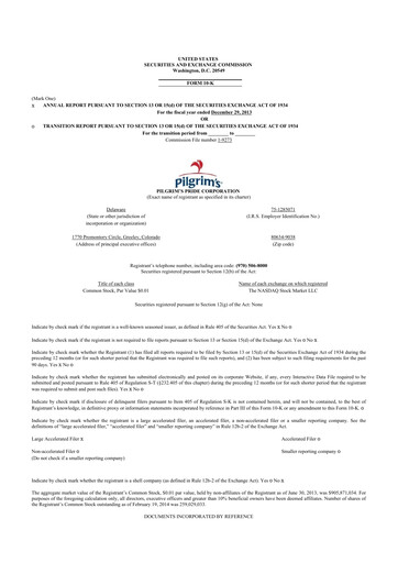 Thumbnail Pilgrim's Pride
 10-K Annual Report 2013