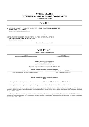 Thumbnail Yelp 10-K Annual Report 2013