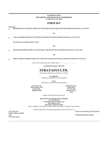 Thumbnail Stratasys 20-F Annual Report 2013