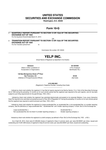 Miniature Yelp 10-Q Rapport trimestriel 2014 