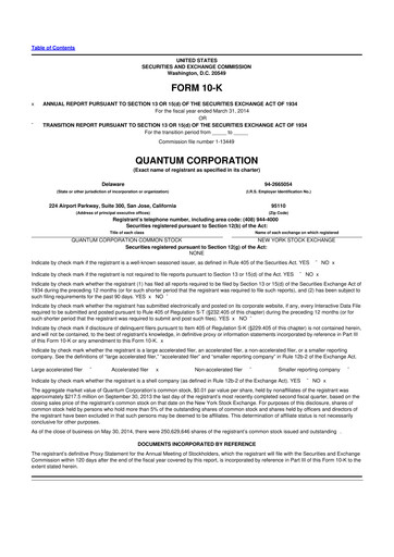 Vorschaubild Quantum Corporation 10-K Jahresbericht 2014