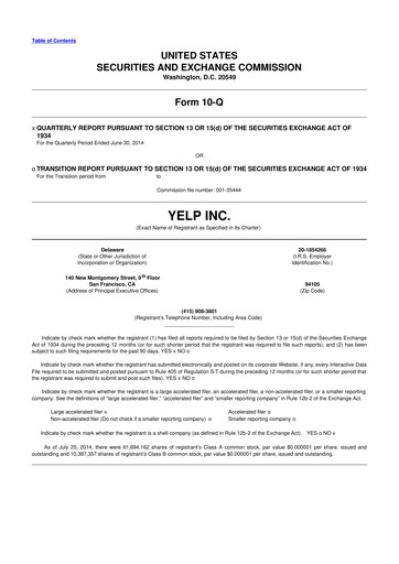 Miniature Yelp 10-Q Rapport trimestriel 2014 