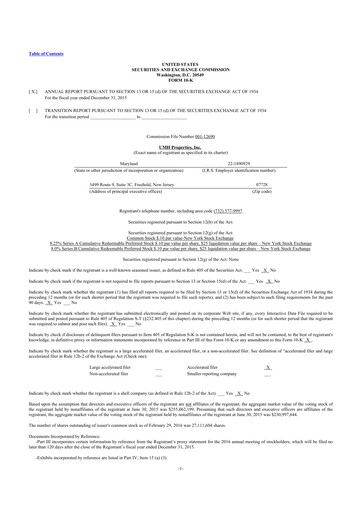 Thumbnail UMH Properties 10-K Annual Report 2015