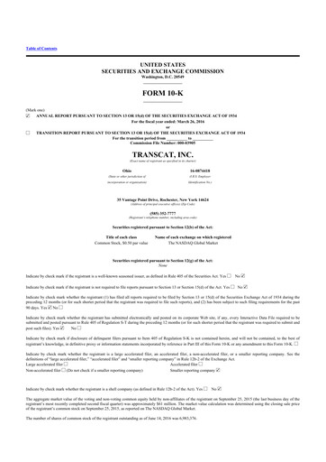 Thumbnail Transcat 10-K Annual Report 2016