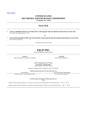 Thumbnail Yelp 10-K Annual Report 2016