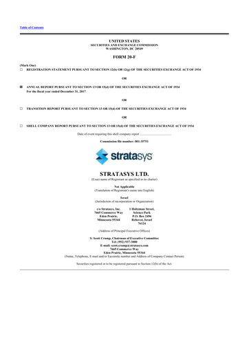 Thumbnail Stratasys 20-F Annual Report 2017