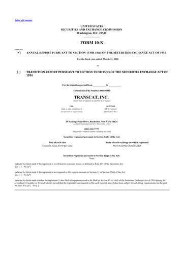 Thumbnail Transcat 10-K Annual Report 2018