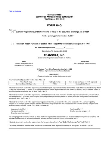 Thumbnail Transcat 10-Q Quarterly Report FY2020 