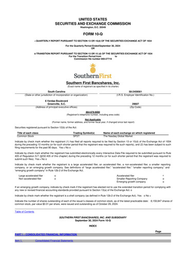 Thumbnail Southern First Bancshares 10-Q Quarterly Report FY2024 
