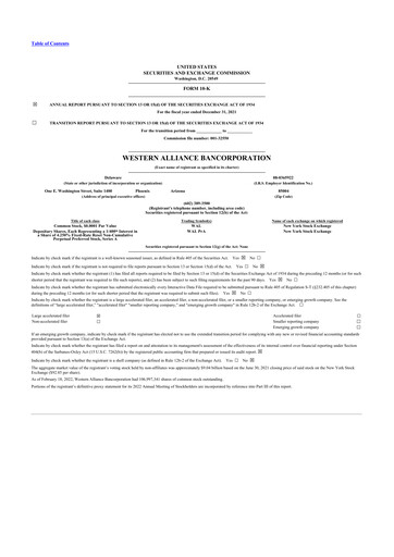 Thumbnail Western Alliance Bancorporation
 10-K Annual Report 2021
