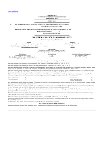 Thumbnail Western Alliance Bancorporation
 10-K Annual Report 2023