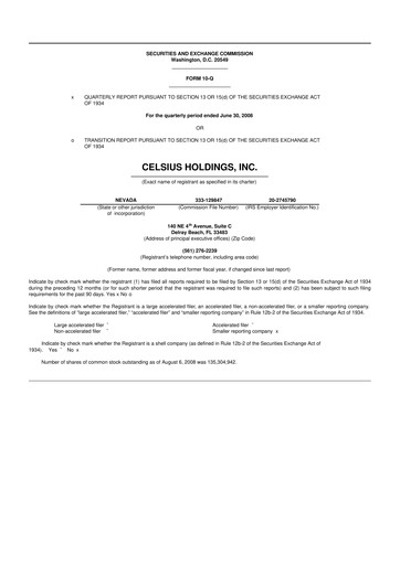 Thumbnail Celsius Holdings
 10-Q Quarterly Report FY 