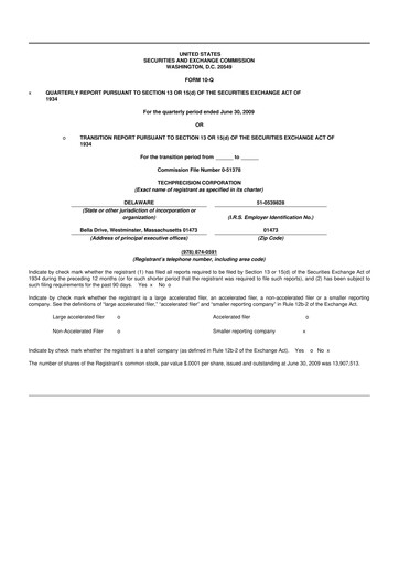 Miniature TechPrecision 10-Q Rapport trimestriel  