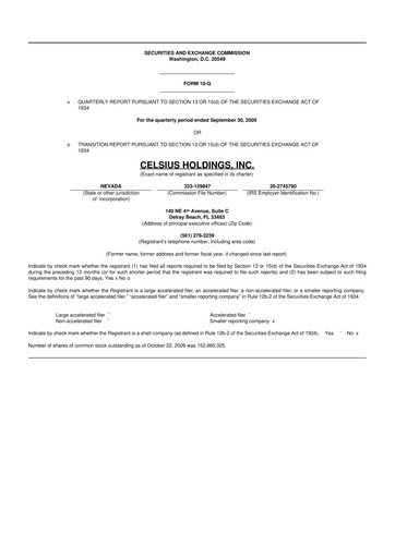 Thumbnail Celsius Holdings
 10-Q Quarterly Report FY 