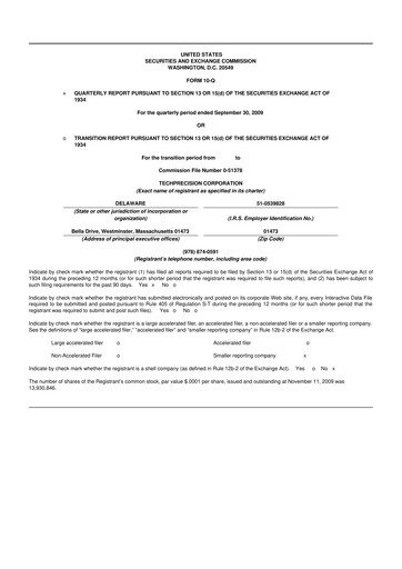 Miniature TechPrecision 10-Q Rapport trimestriel  