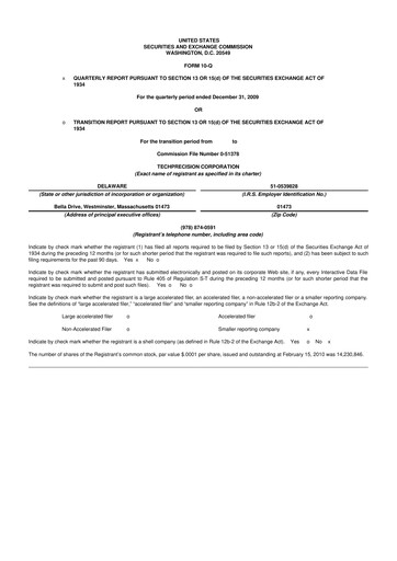 Miniature TechPrecision 10-Q Rapport trimestriel  