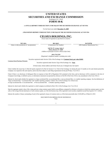 Thumbnail Celsius Holdings
 10-K Annual Report 