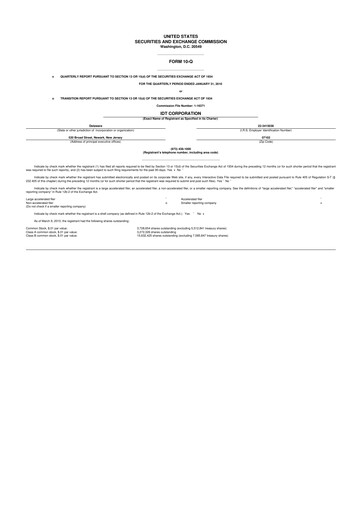 Thumbnail IDT Corporation
 10-Q Quarterly Report FY 