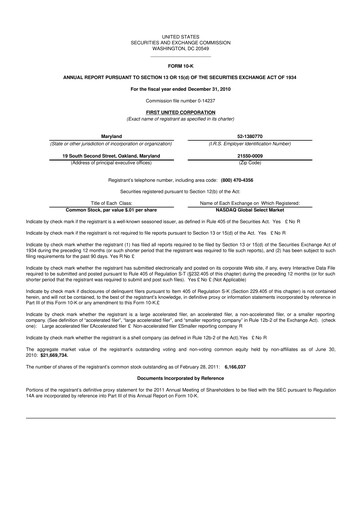 Thumbnail First United Corporation 10-K Annual Report 