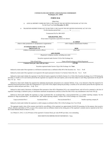 Thumbnail Soligenix 10-K Annual Report 2011