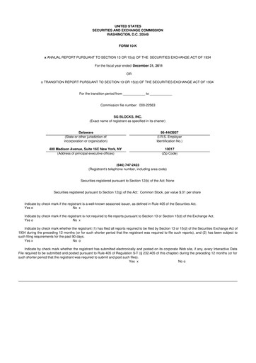 Vorschaubild Safe & Green Holdings 10-K Jahresbericht 2011