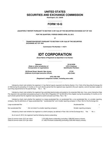 Thumbnail IDT Corporation
 10-Q Quarterly Report FY2012 