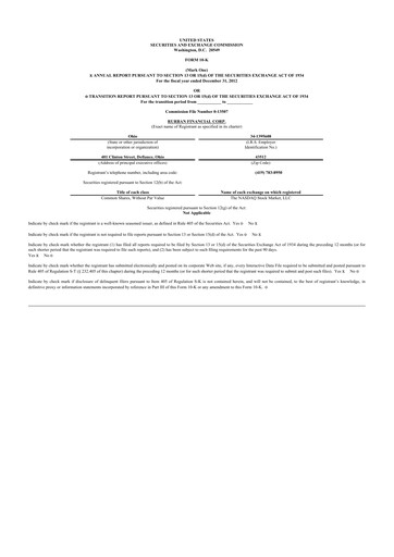 Miniature SB Financial Group 10-K Rapport annuel 2012