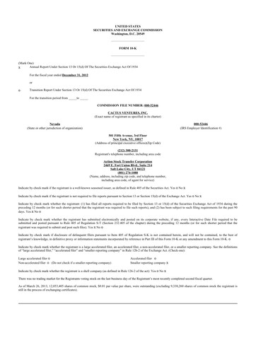 Thumbnail Actinium Pharmaceuticals 10-K Annual Report 2012